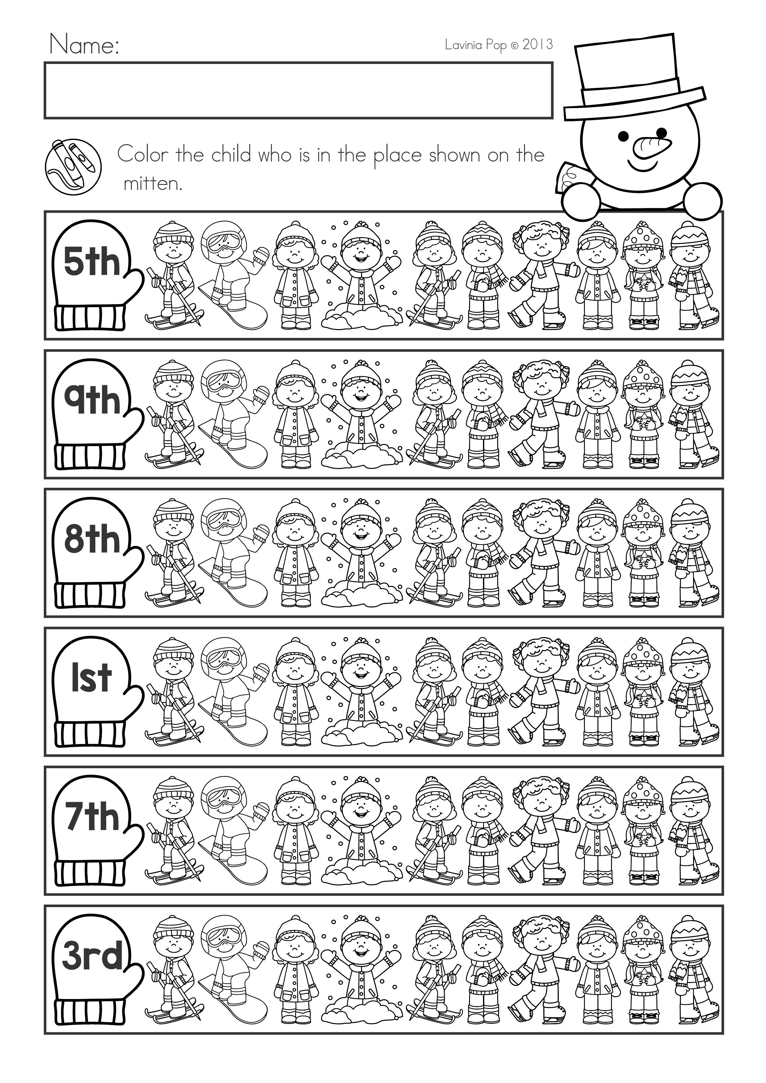 Ordinal Numbers Worksheet For Kindergarten Worksheets