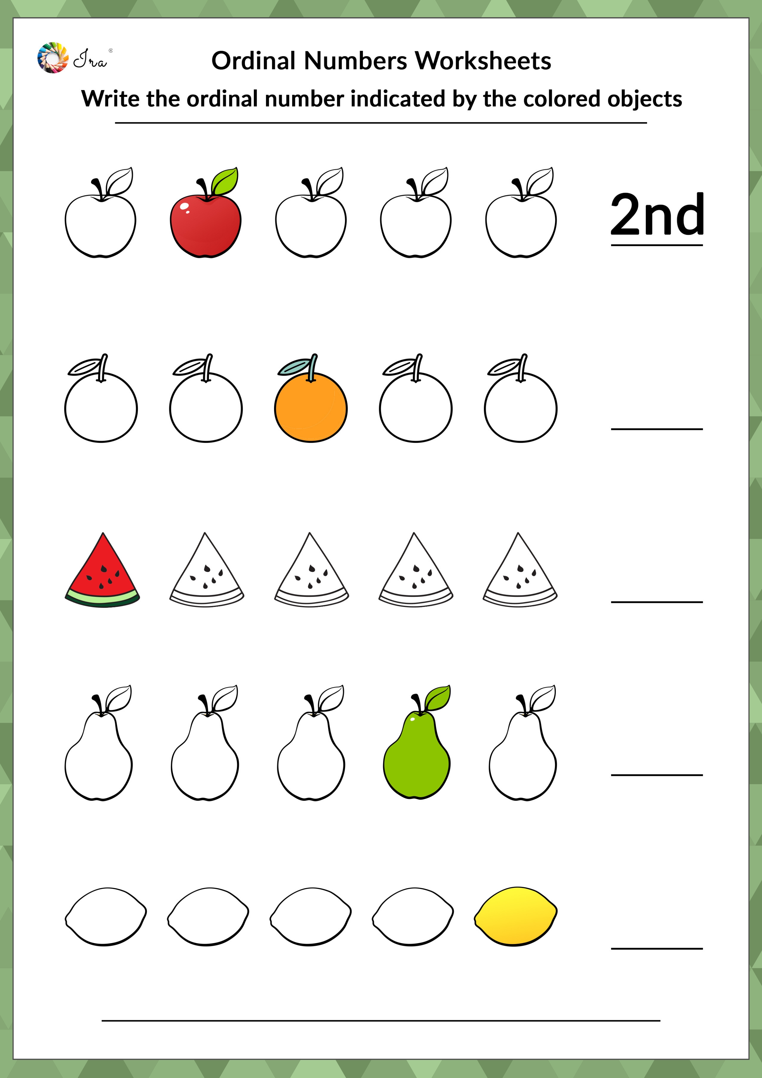 Ordinal Numbers Worksheets For Kids