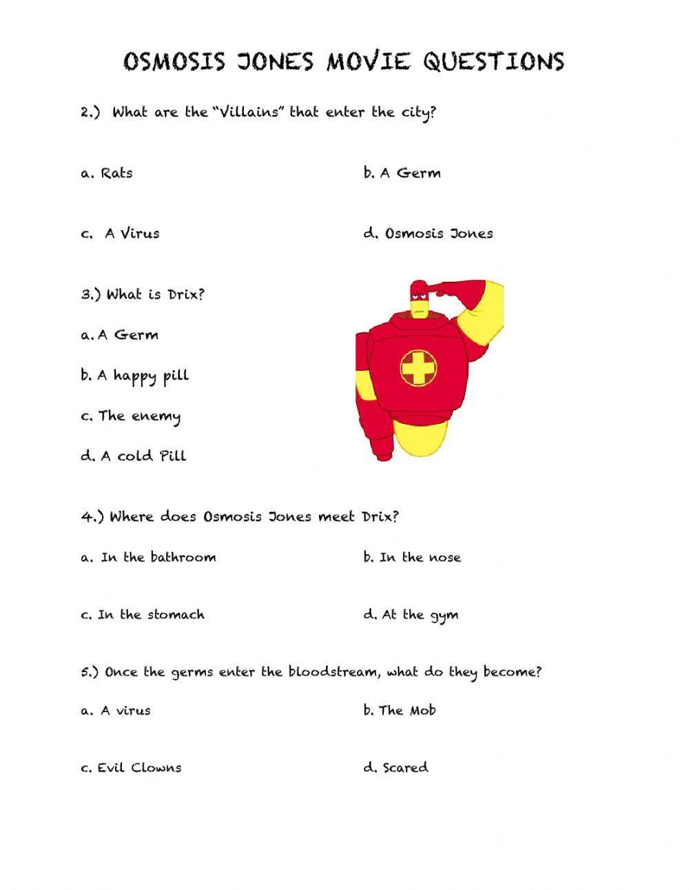 Osmosis Jones Movie Worksheet Answers