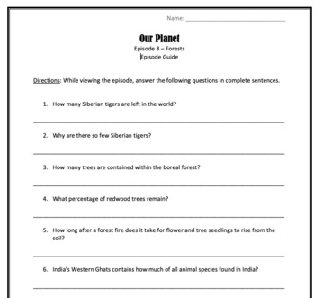 Our Planet Episode 8 Forests Worksheet Answers Explained