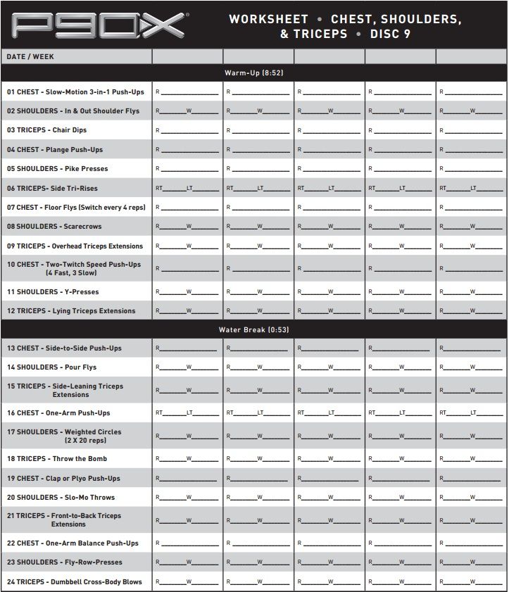 5 Essential P90x Chest and Back Worksheets