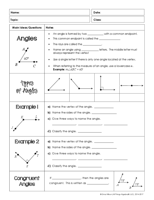 Parallel Lines and Transversals Worksheet Answer Key