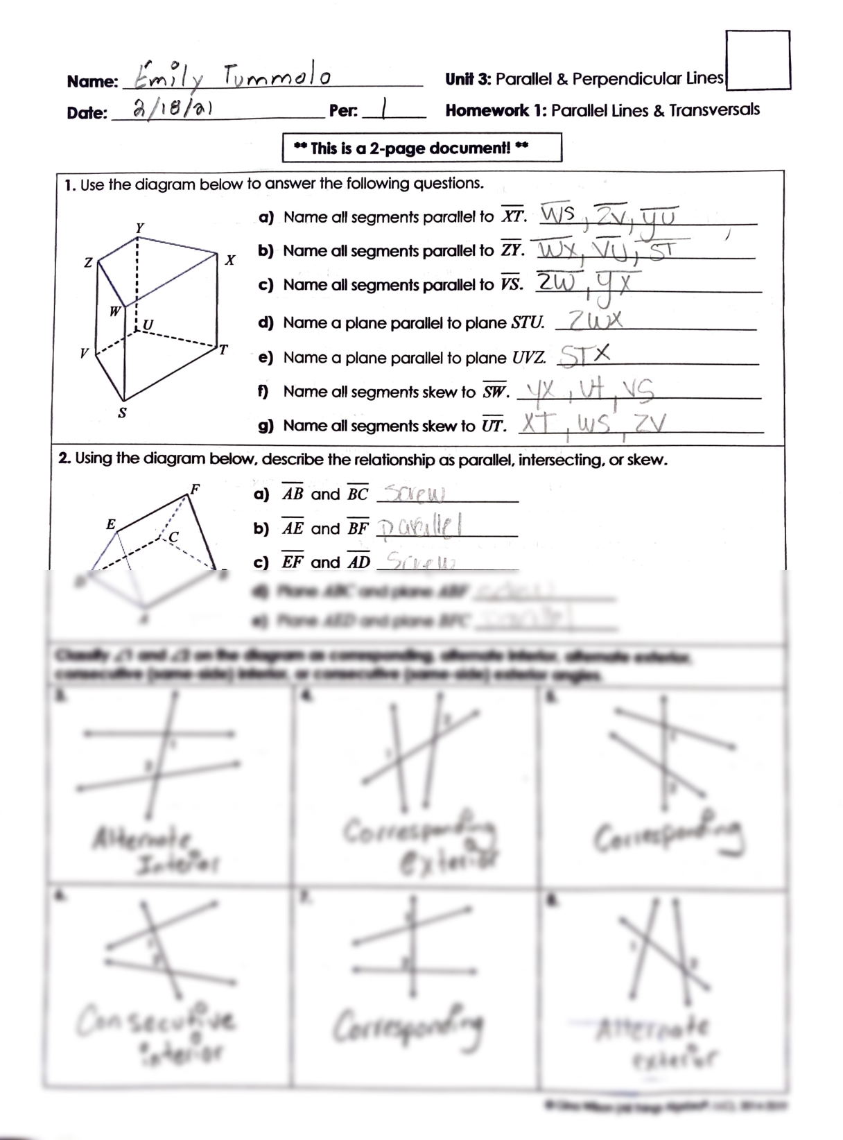 Parallel Lines Proofs Worksheet Answers Agaliprogram