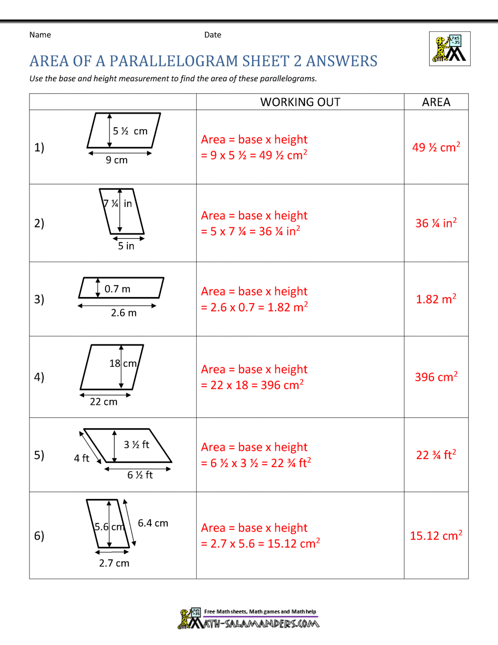 7 Essential Parallelogram Worksheet Answers