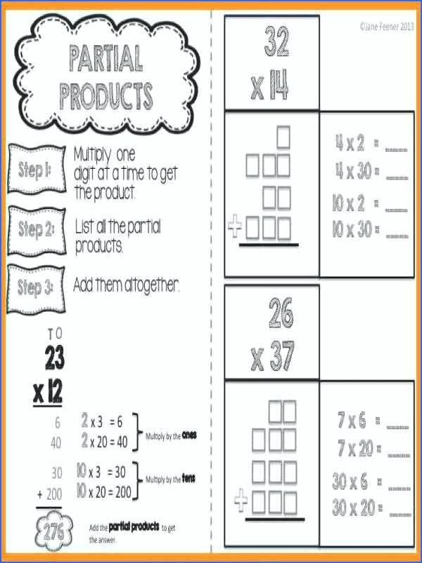 Partial Product Multiplication Worksheet for Math Mastery