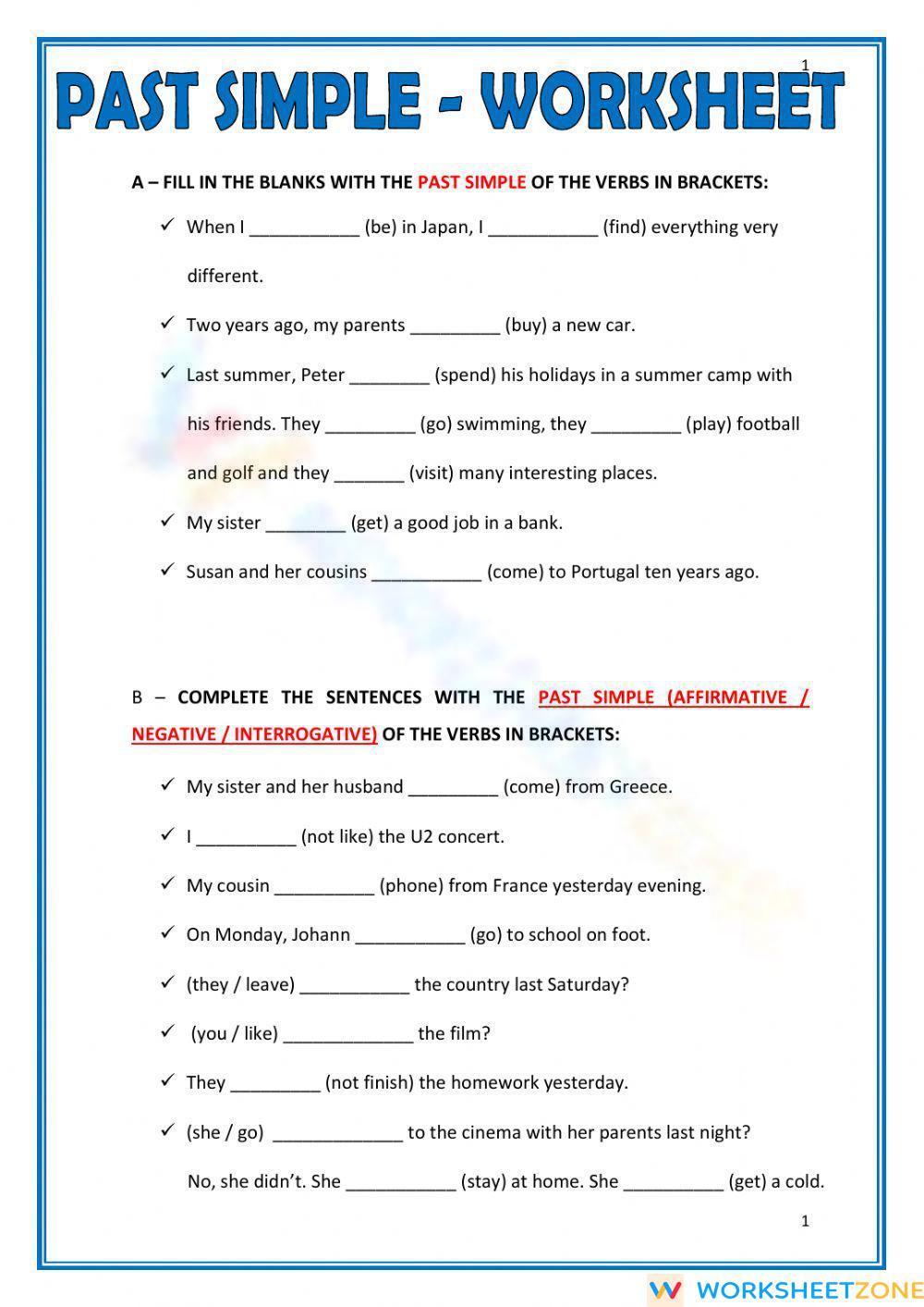 5 Ways to Master Past Tense with Worksheets