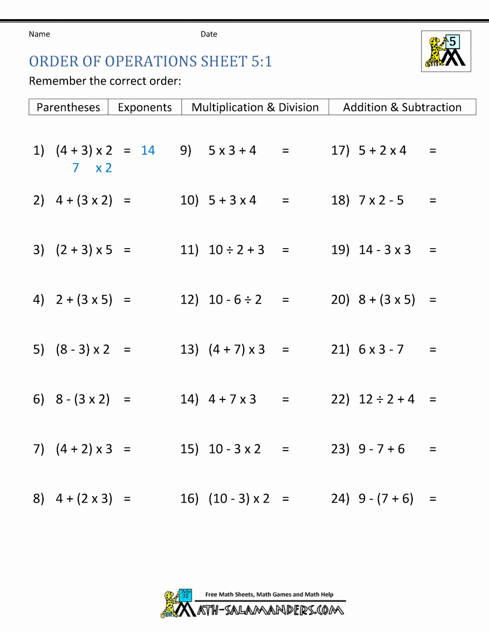 5 Ways to Master Pemdas Worksheets With Answers