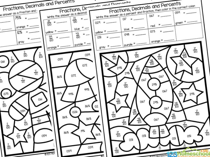 Percents To Fractions Worksheets Answers Examples