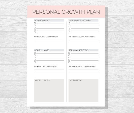 Personal Growth Plan Printable Personal Development Goal Worksheet Self