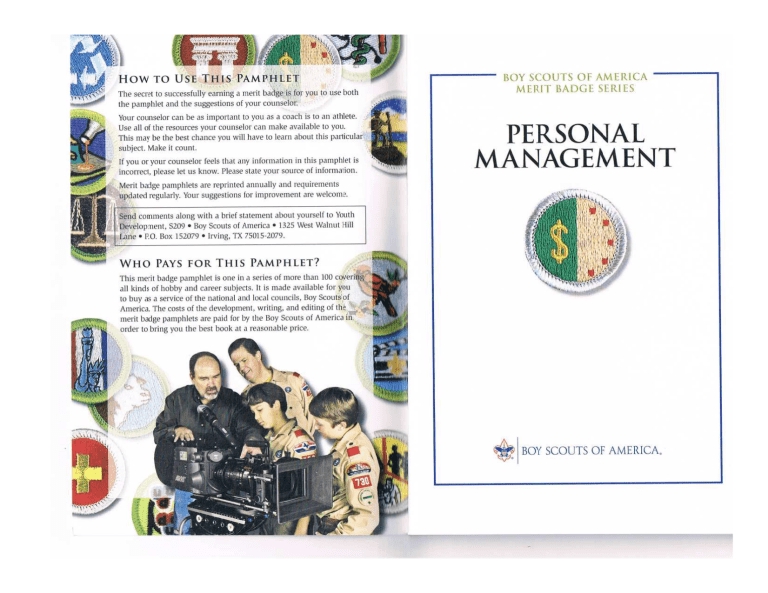 Personal Management Merit Badge Worksheet Essentials