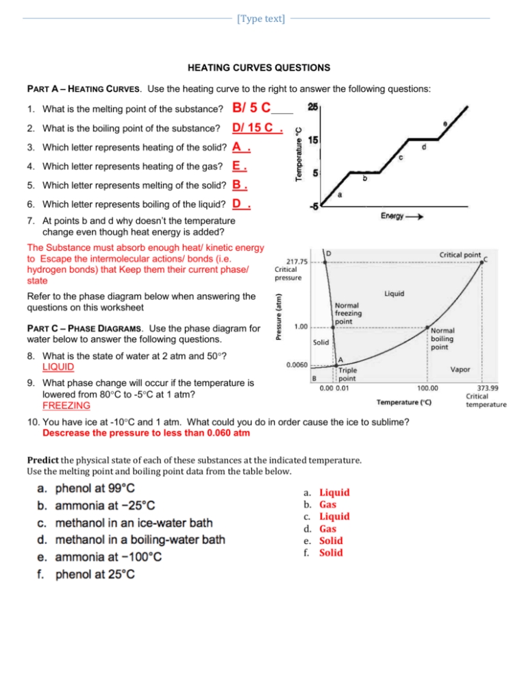 Phase Diagram Worksheet Answers Key