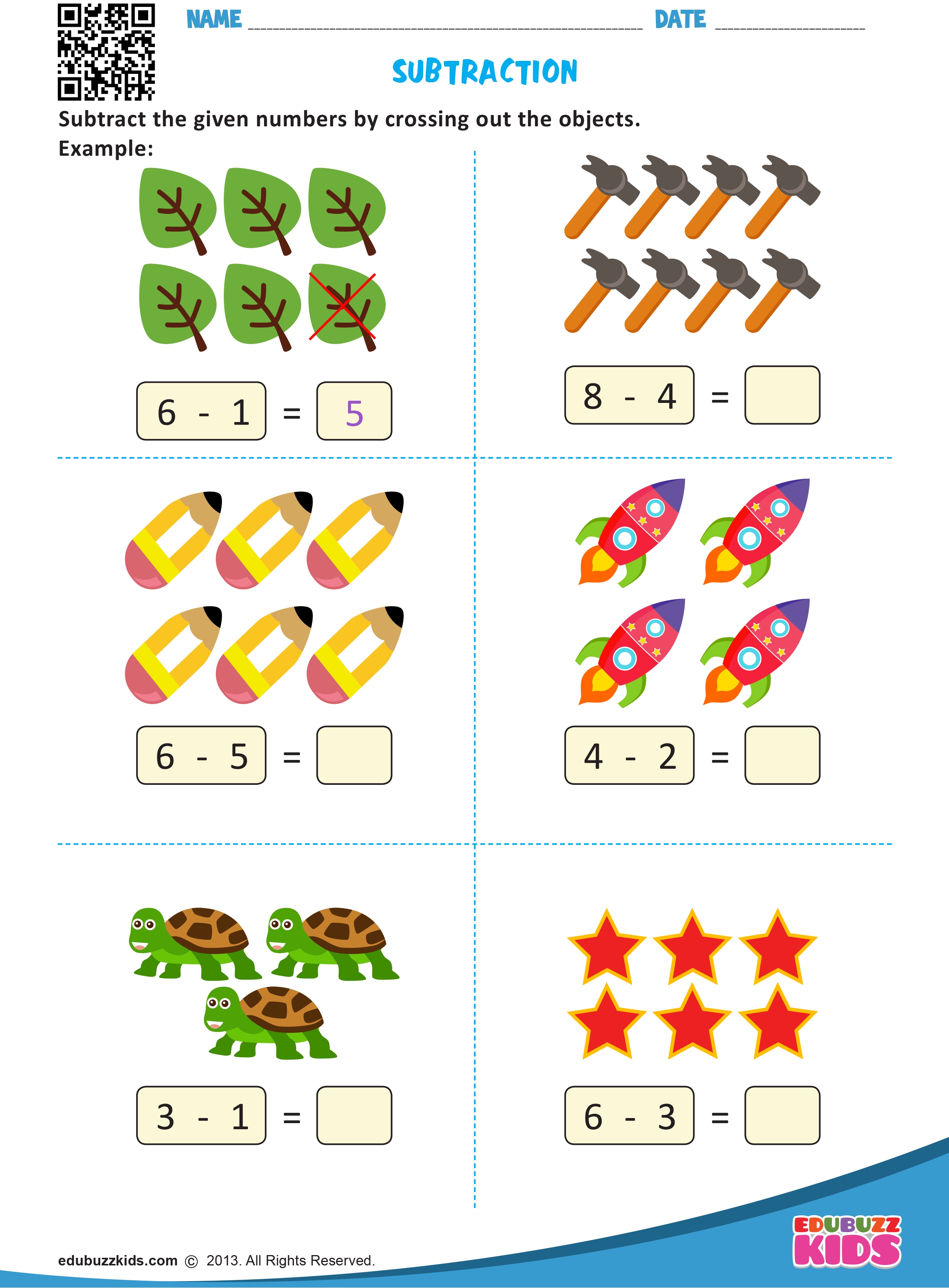 Picture Subtraction Worksheets for Early Math Skills