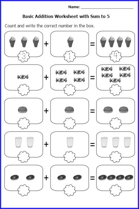 Pictures Addition With Sum To 5 Worksheet Math Worksheets