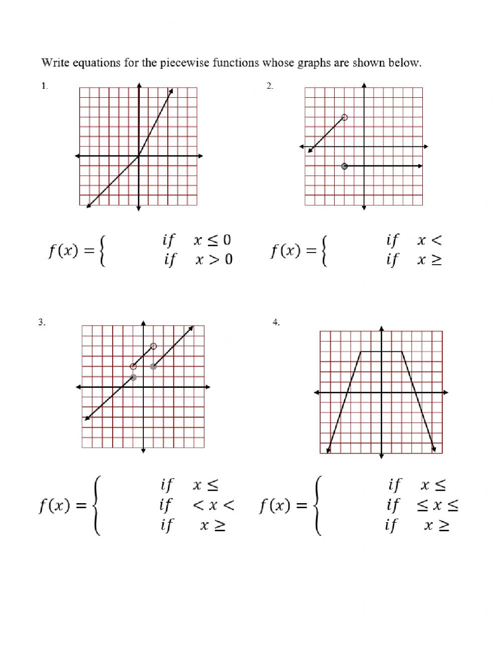 Piecewise Function Worksheet Pdf