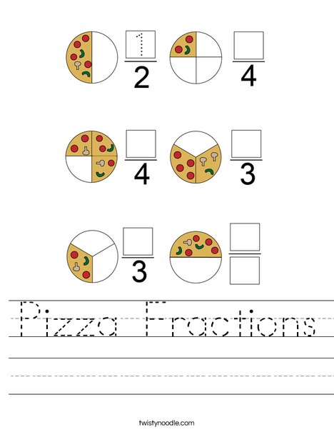 Pizza Fractions Worksheet Free