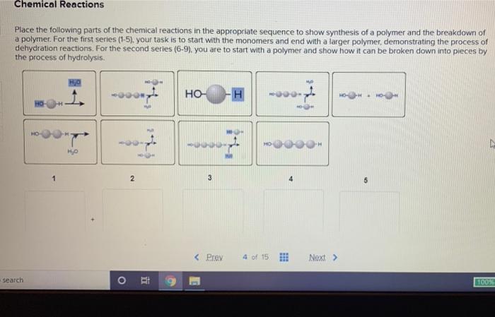 Place The Following Parts Of The Chemical Reactions In The Appropriate