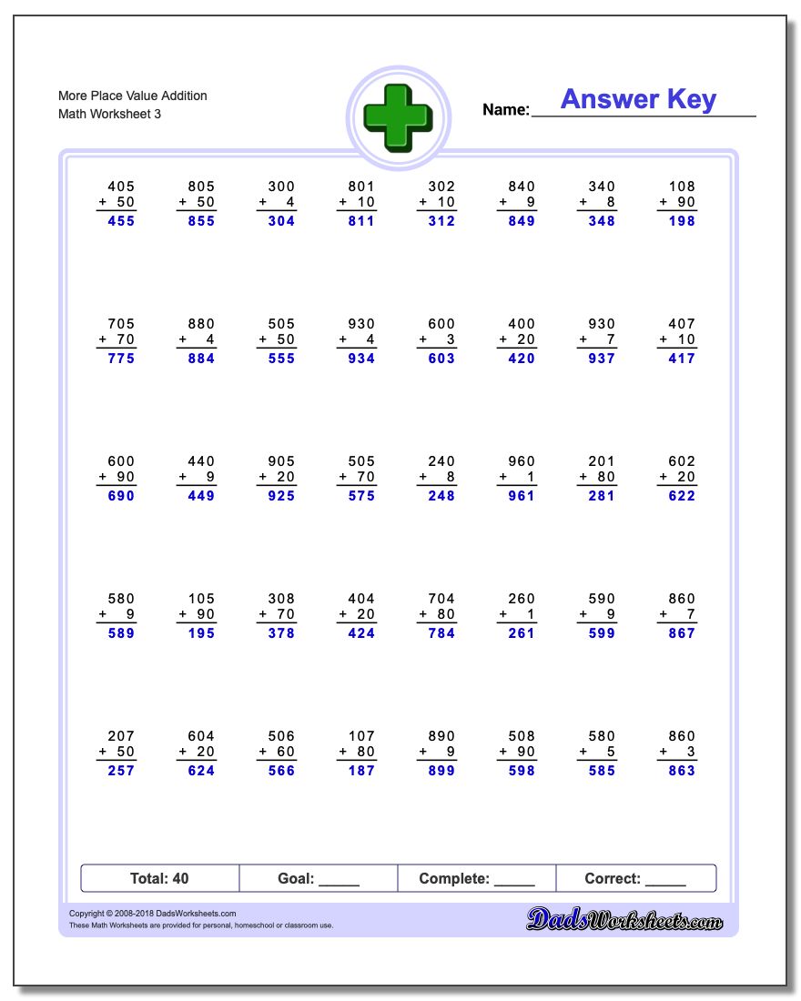 Place Value Addition Worksheets for Easy Math Practice