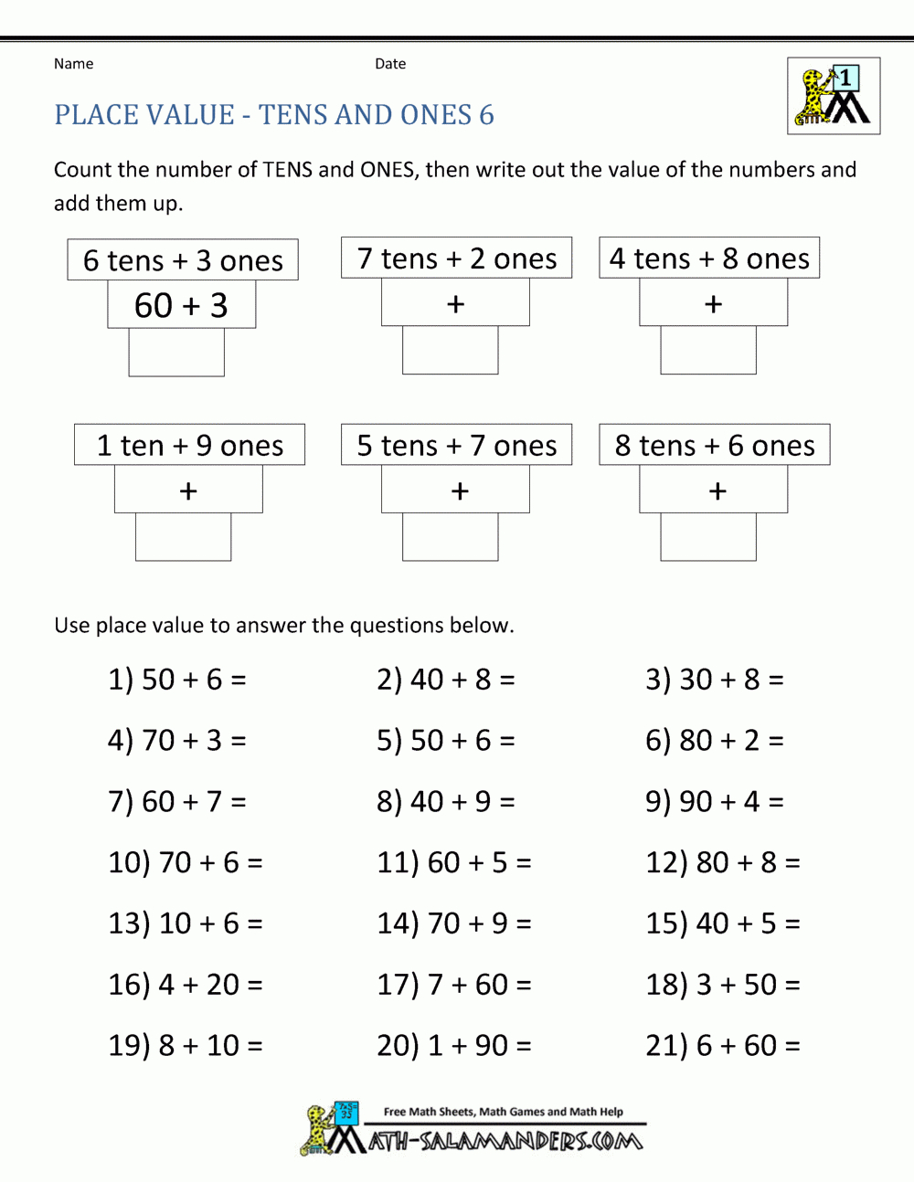 Place Value First Grade Worksheets Db Excel Com