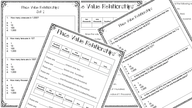 Place Value Relationships Made Easy with Practice Worksheets