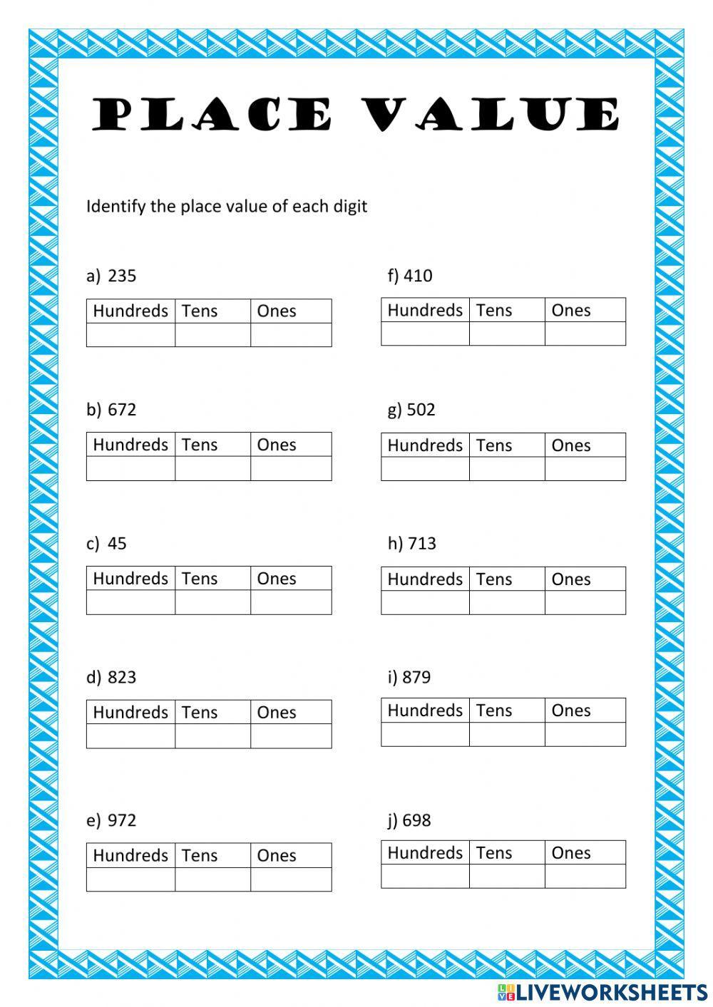 Place Value Worksheet Grade 3