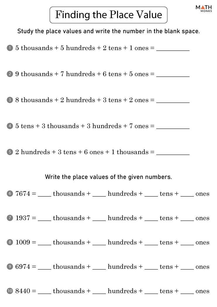 7 Place Value Worksheets for 3rd Graders