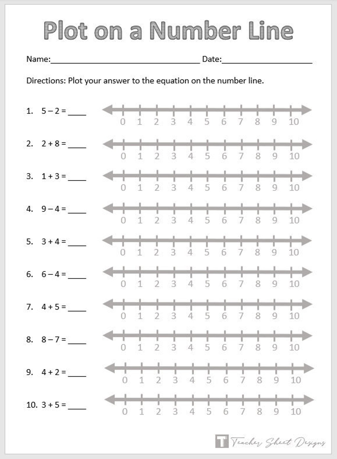 Plotting Rational Numbers On A Number Line Worksheets