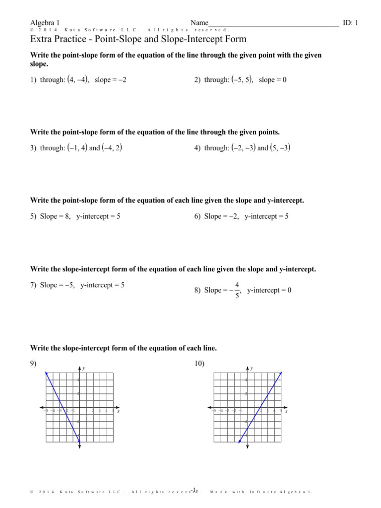 Point Slope Form Worksheet Kuta