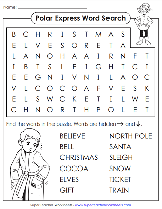 Polar Express Worksheets for Kids