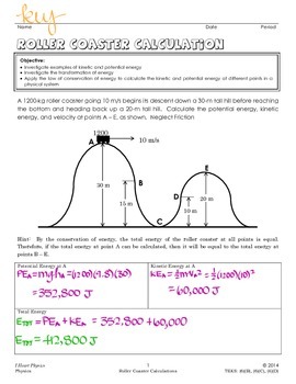 Roller Coaster Energy Worksheet Answers