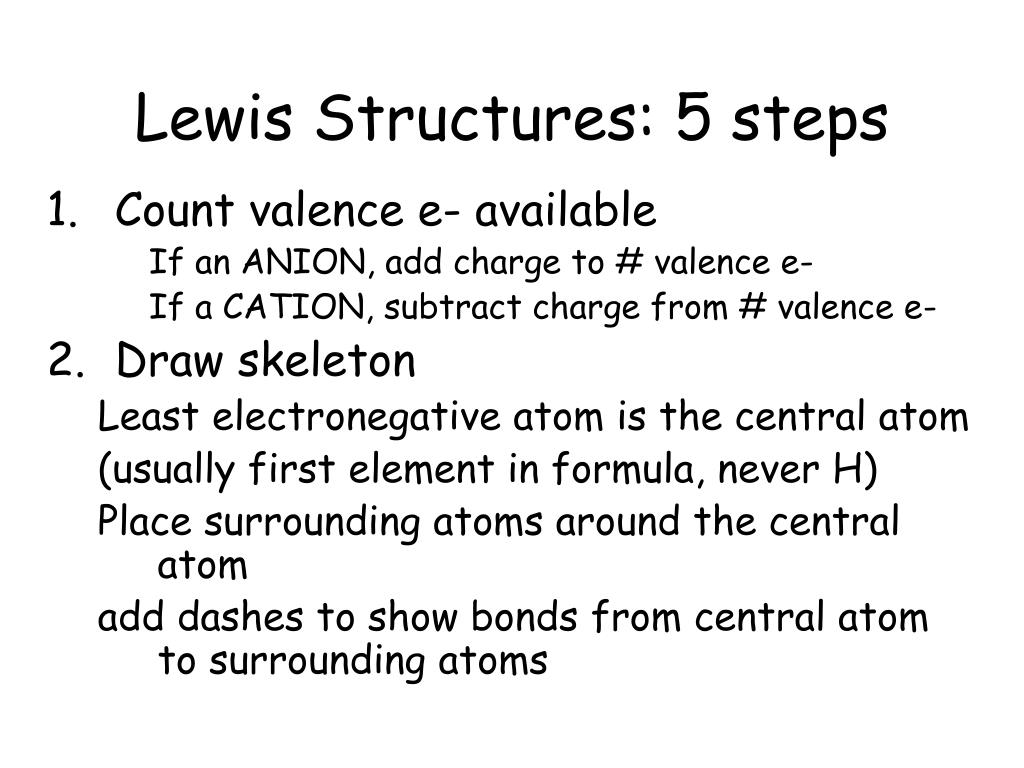 Ppt Lewis Structures 5 Steps Powerpoint Presentation Free Download