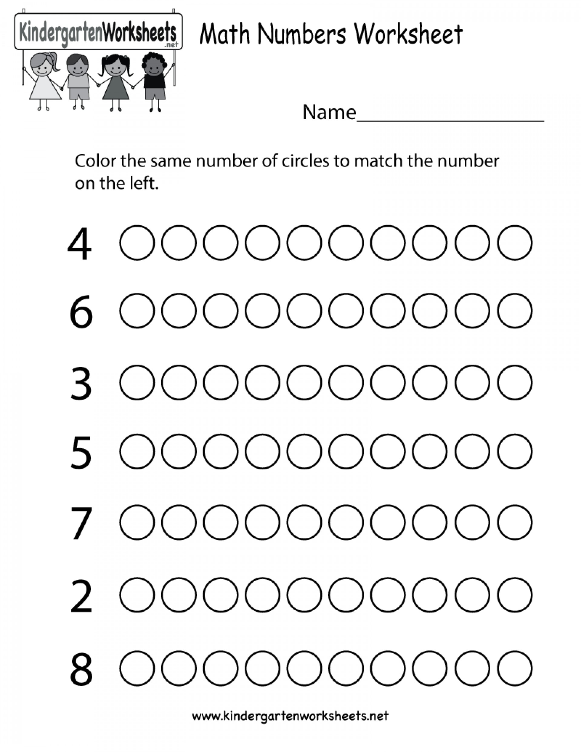 Pre K Number Worksheets