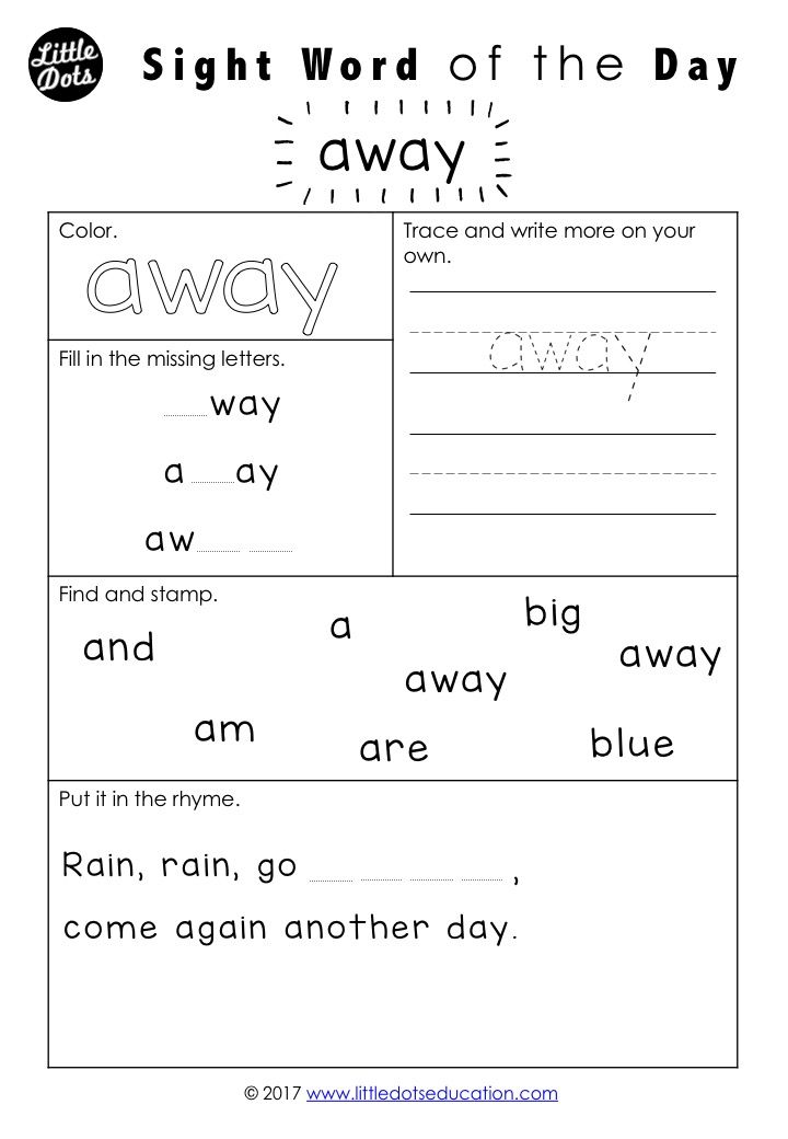 Pre K Sight Word Worksheets By Dana Moeller Tpt