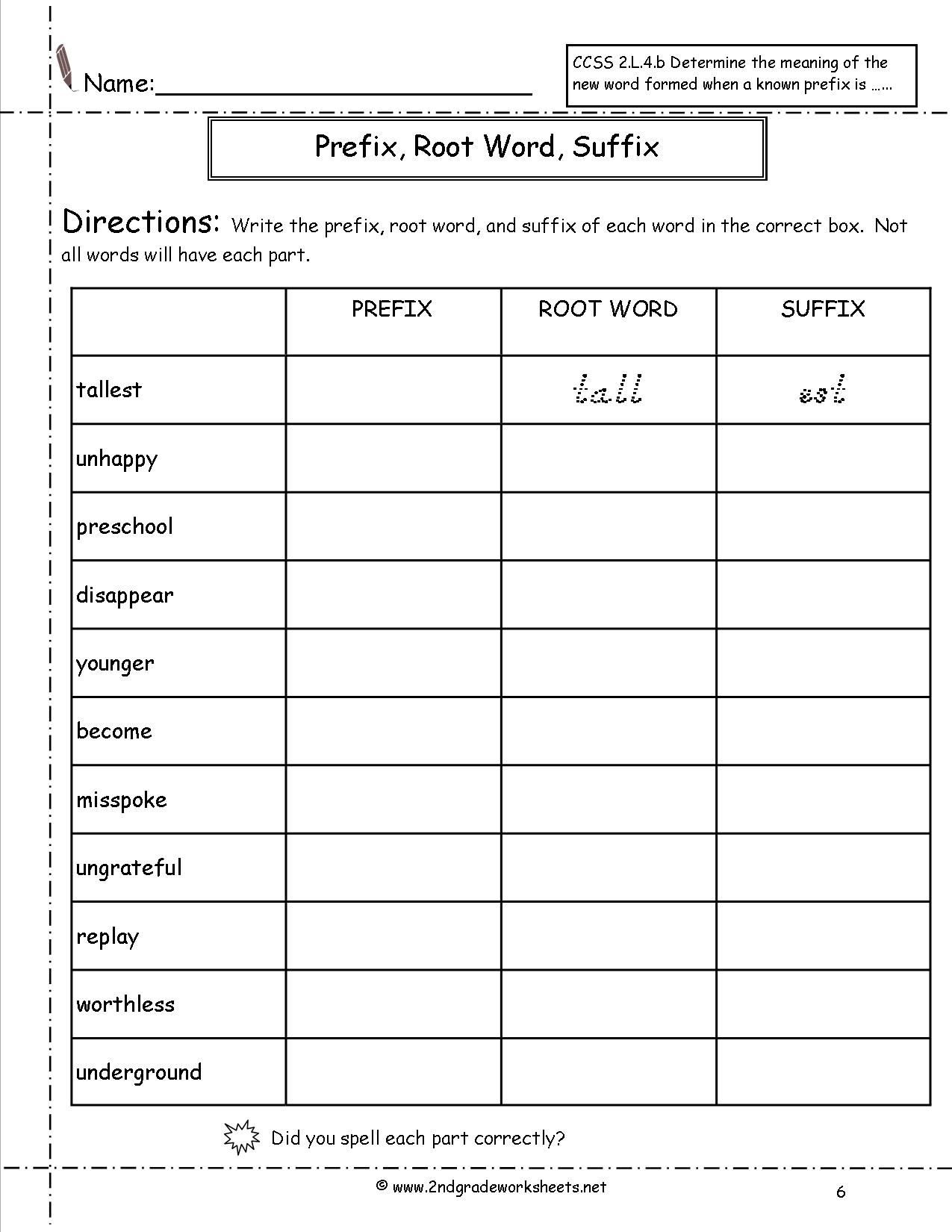 Prefix and Suffix Worksheet Practice for Kids