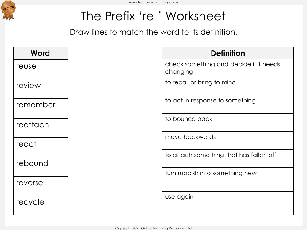 5 Prefix Re Worksheets for Easy Learning