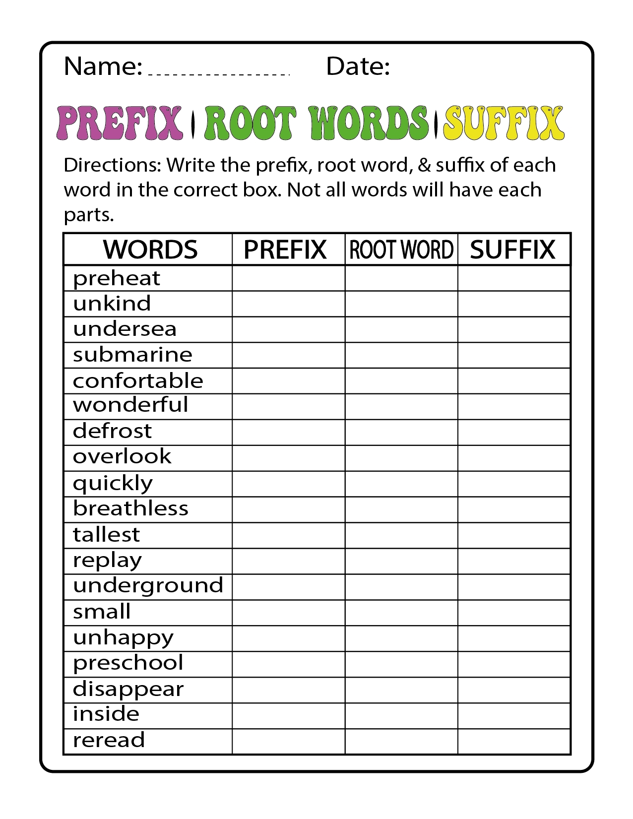 Prefix Suffix And Root Word Activity Pack With Posters For 2Nd 3Rd 4Th