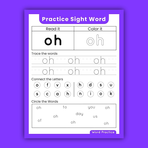 Premium Vector Kids Sight Words Worksheets