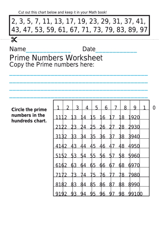 Prime Numbers Worksheet for Math Mastery