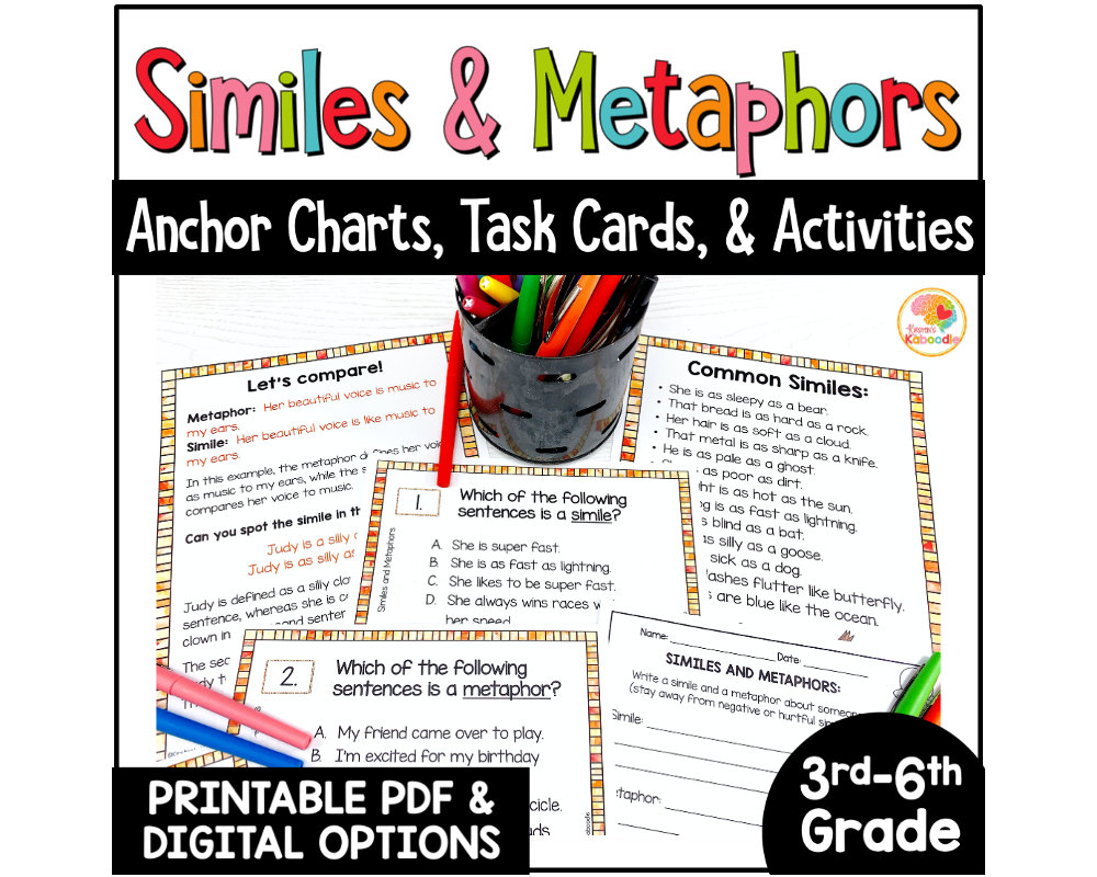 Printable 4Th Grade Similes Amp Metaphors Worksheets Splashlearn