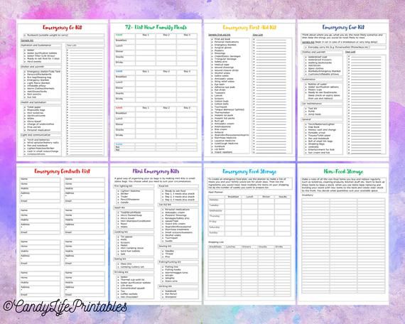 Printable Emergency Preparedness Planner Bundle Worksheets 72 Hour Bug Out Go Bag Food Storage Survival Prep 1St Aid Plan Etsy