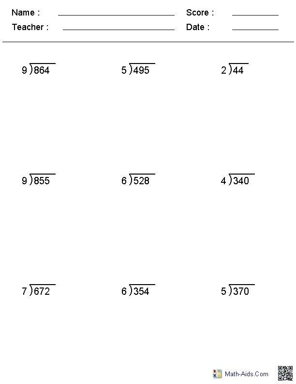 10 Free Printable Long Division Worksheets