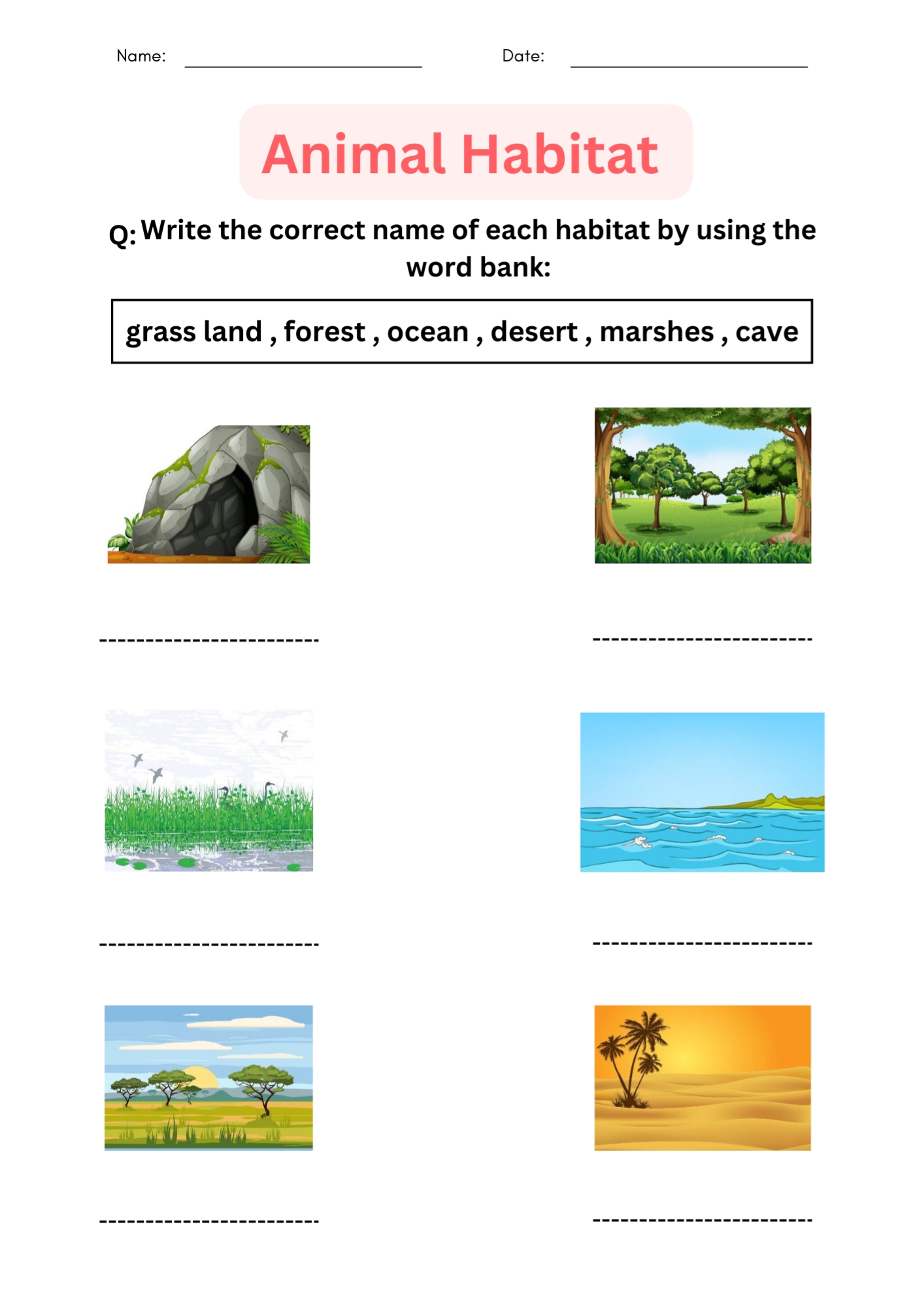 Printable Matching Activity Animal Habitats Worksheets For Grade 1 2 3 Made By Teachers