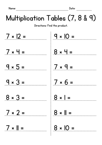 Printable Math Multiplication Worksheets