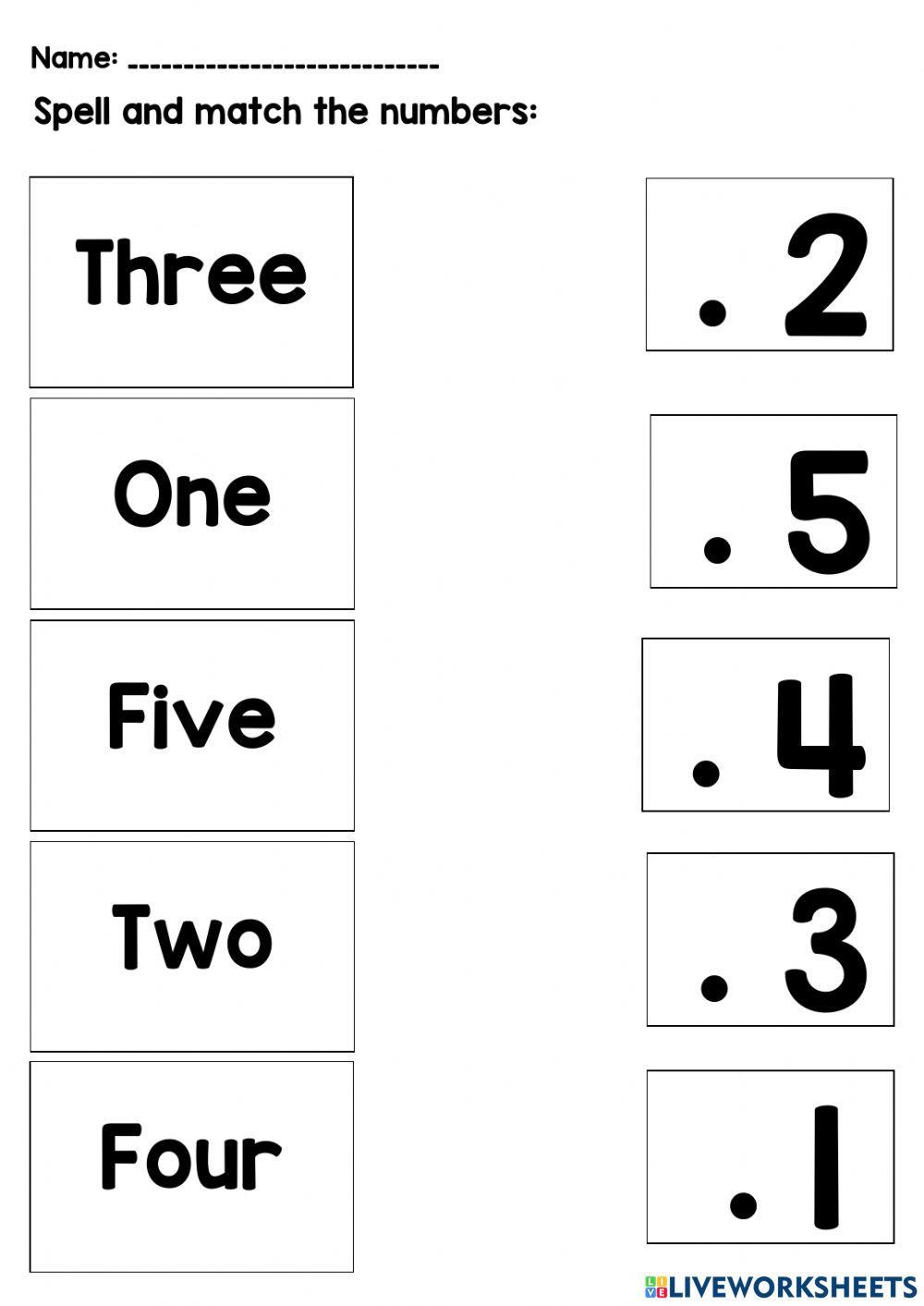 Printable Number Match Worksheet