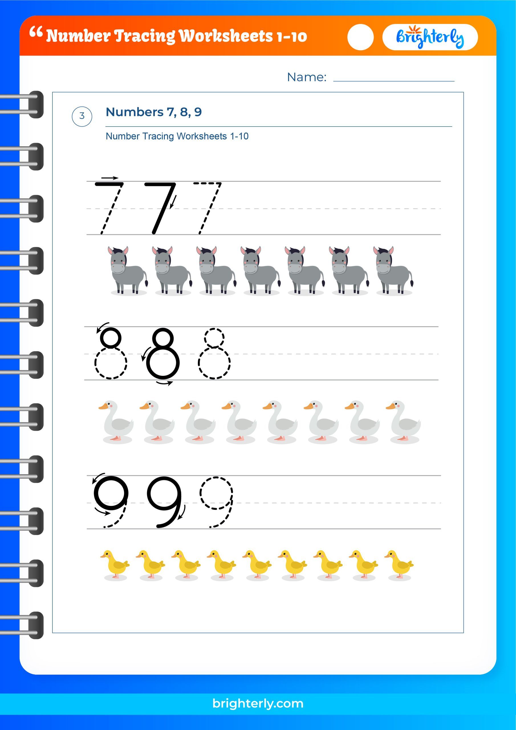 Number Tracing Worksheets for Kids to Practice Writing