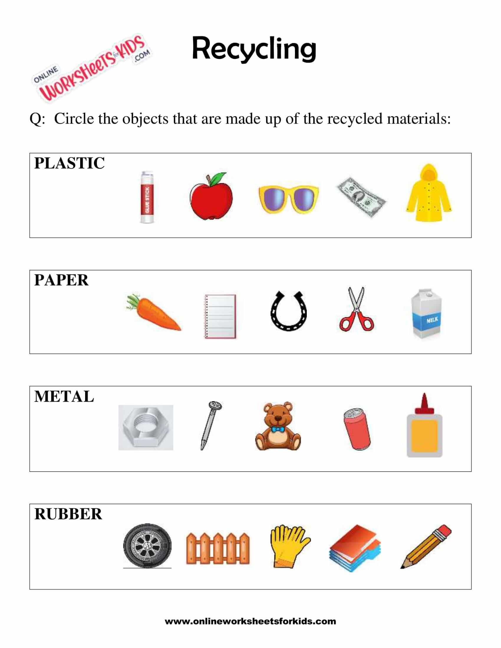 Printable Reduce Reuse Recycle Worksheets