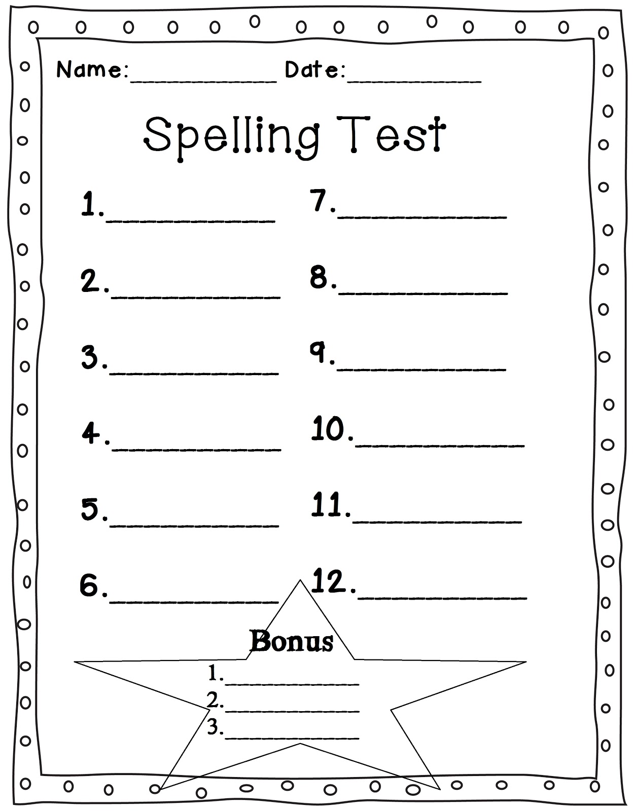 Printable Spelling Worksheets