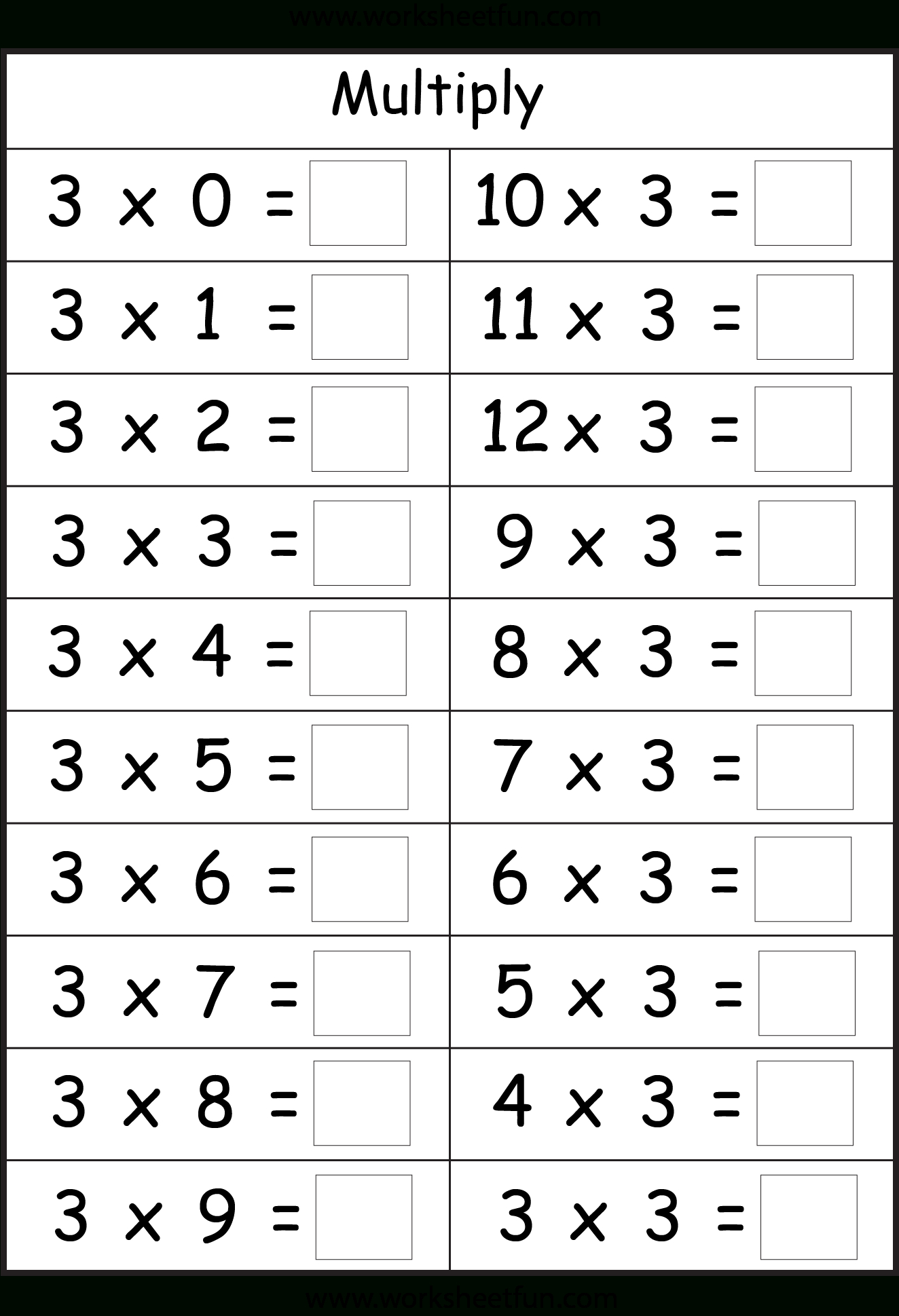 Printable Times Table Sheets