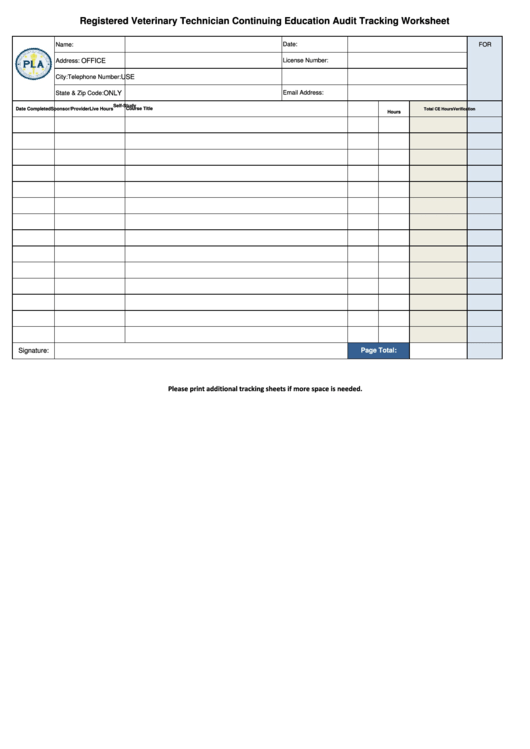 Vet Tech Worksheets for Students and Professionals