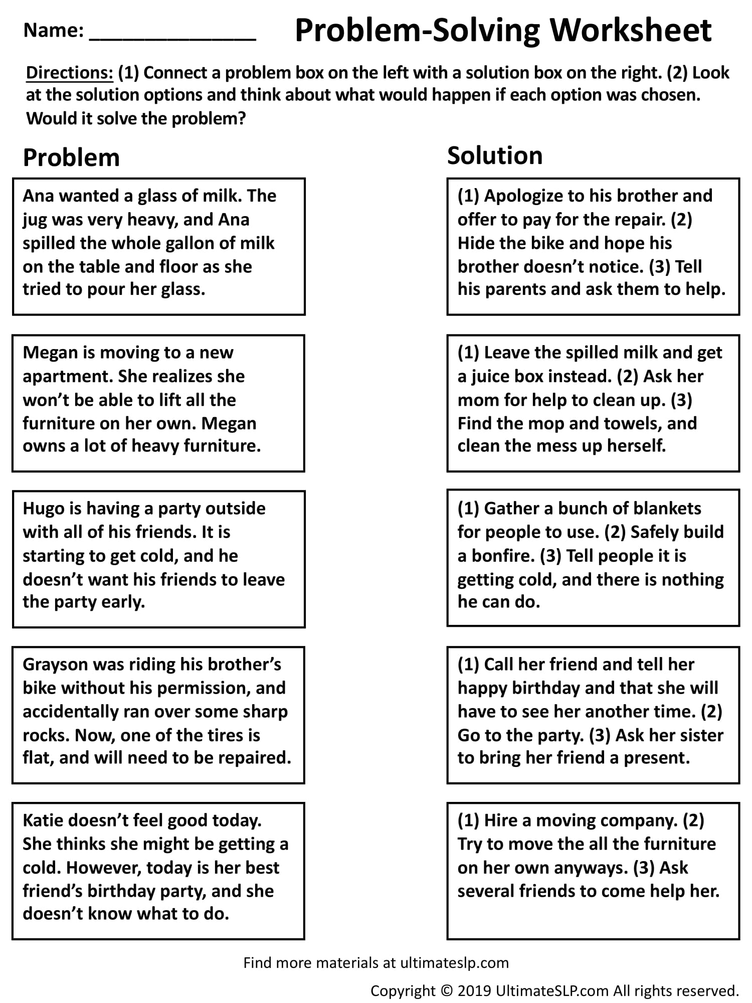 Problem Solving Worksheet