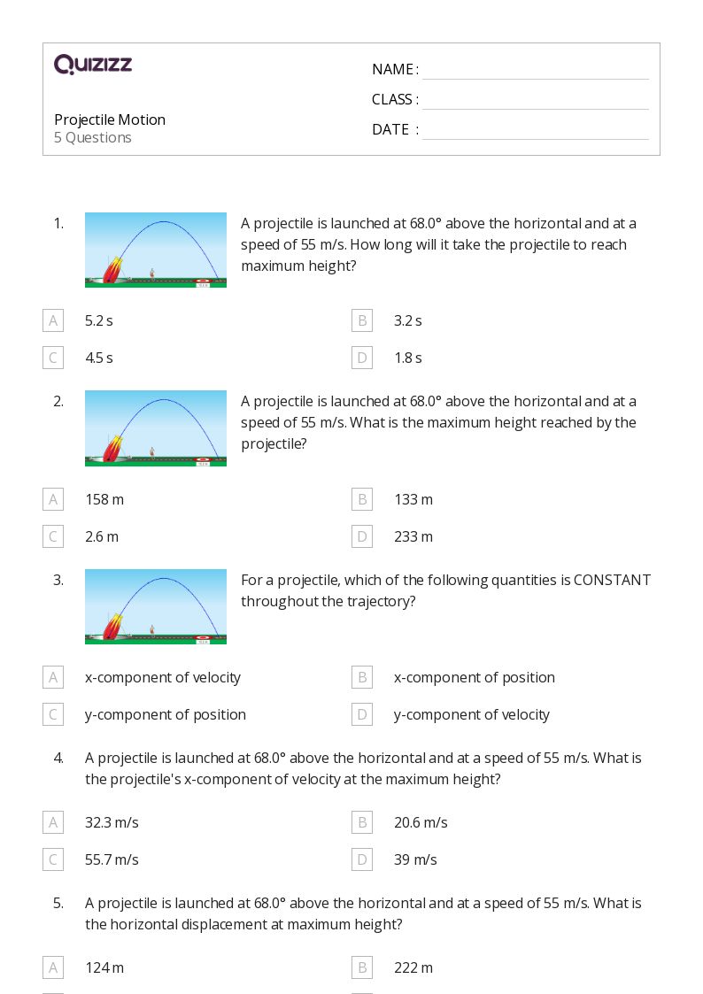 6 Ways to Master Projectile Motion Worksheets